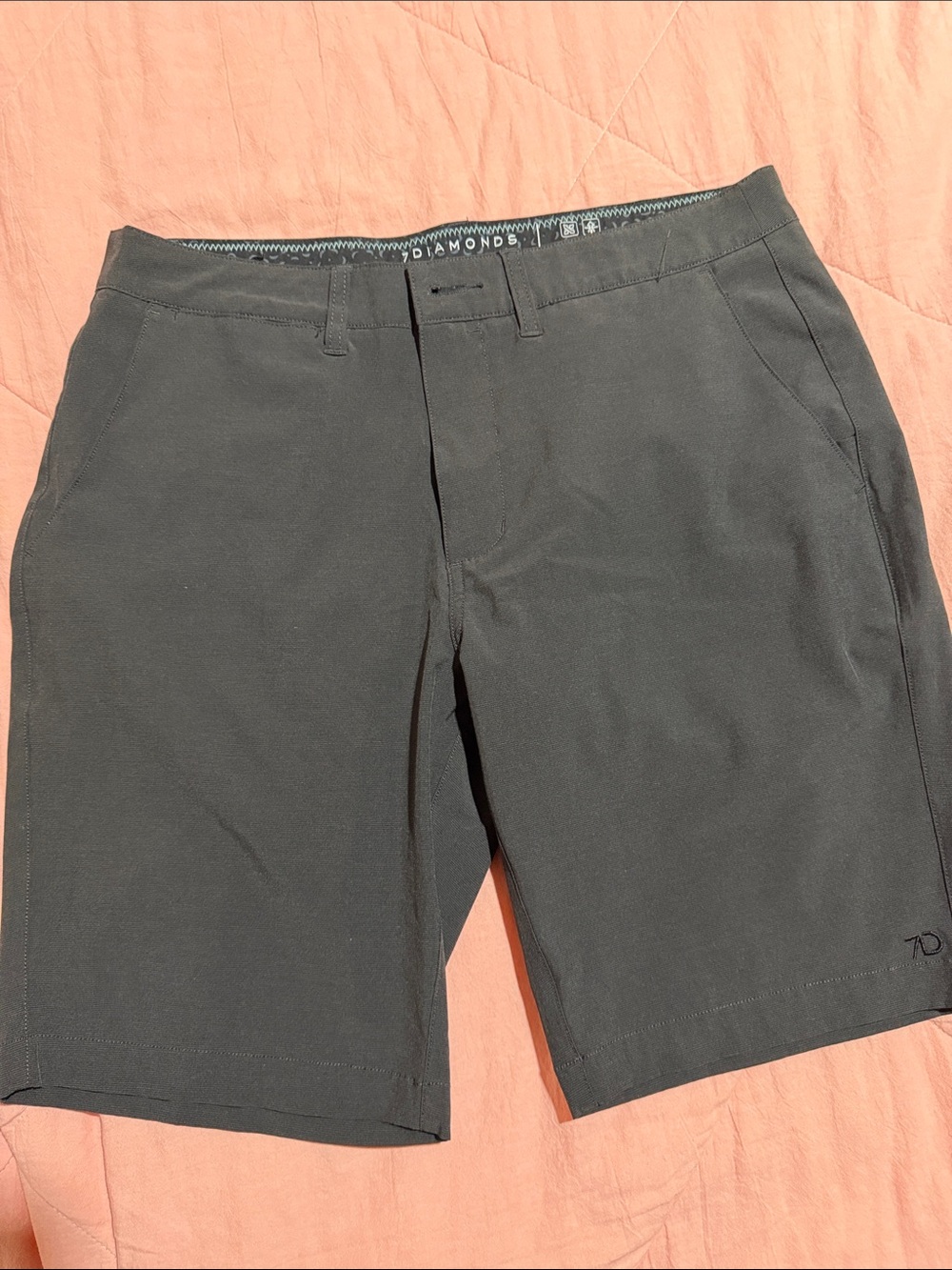 7 Diamonds Men's Black Flat Front Stretch Shorts